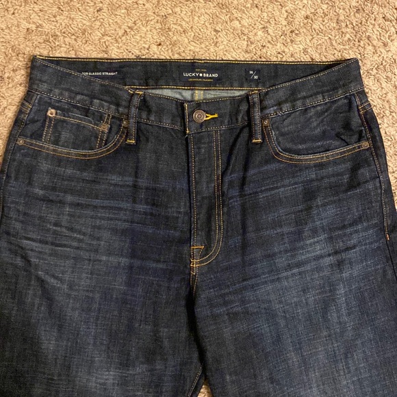 Lucky Brand Other - Lucky Brand 329 Dark Distressed Wash Classic Straight Denim Jeans Men 36x30
